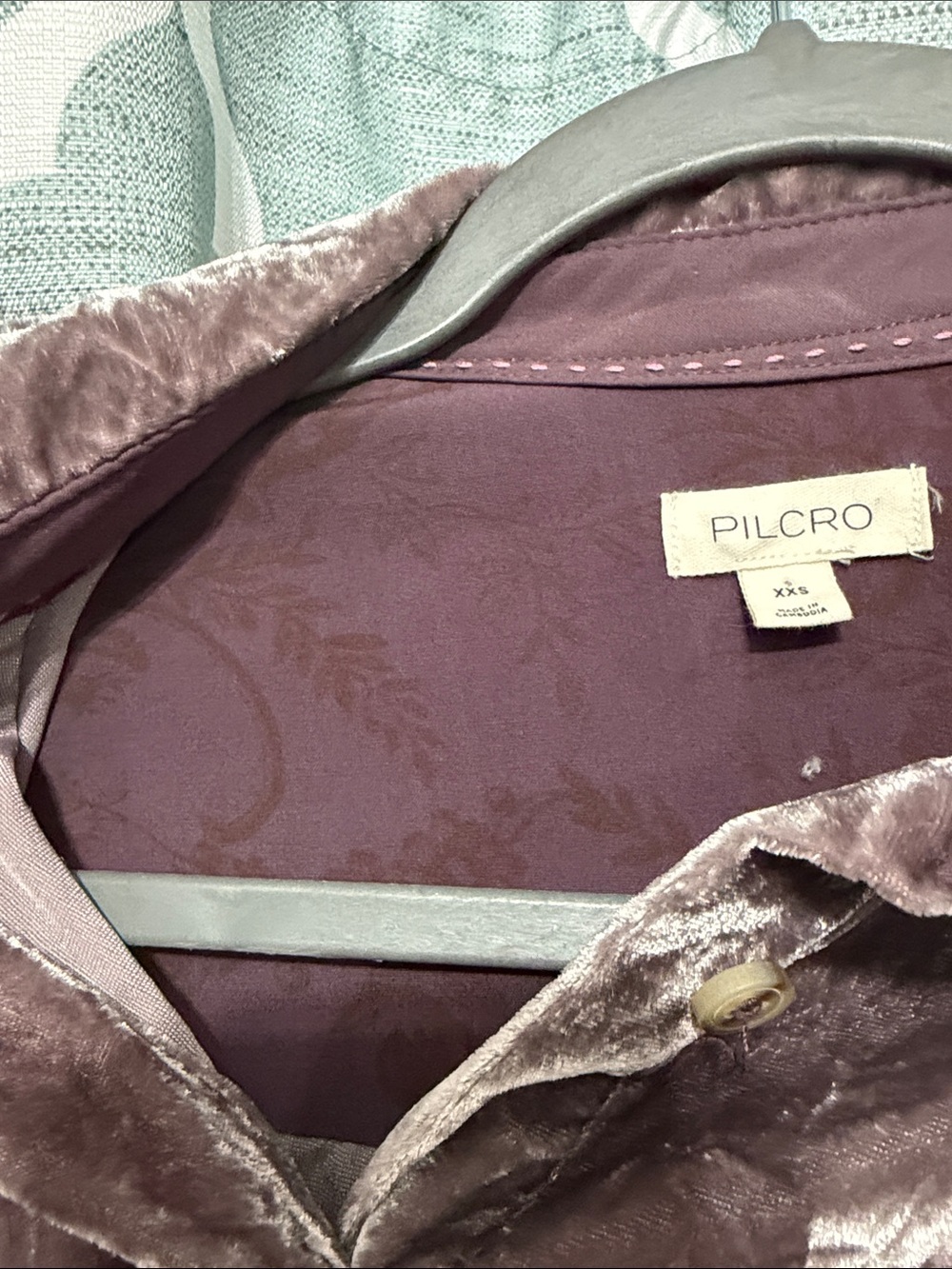 Pilcro Hadley Relaxed Fit Velvet Button-Down Shirt - Mauve - Picture 8 of 9
